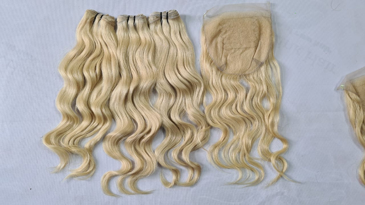 Natural Blonde Body Wave Hair Extensions - 100% Unprocessed Single Donor Hair at Sew Hair Extensions, Charlotte NC